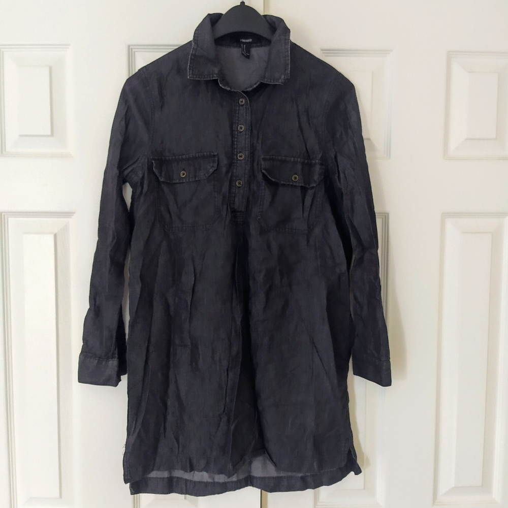*SALE* Dark Denim Jean Collared Button Up Shirt Blouse
